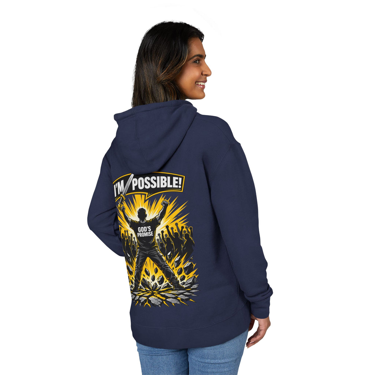 "I'm Possible" Gold-Print Christian Hoodie