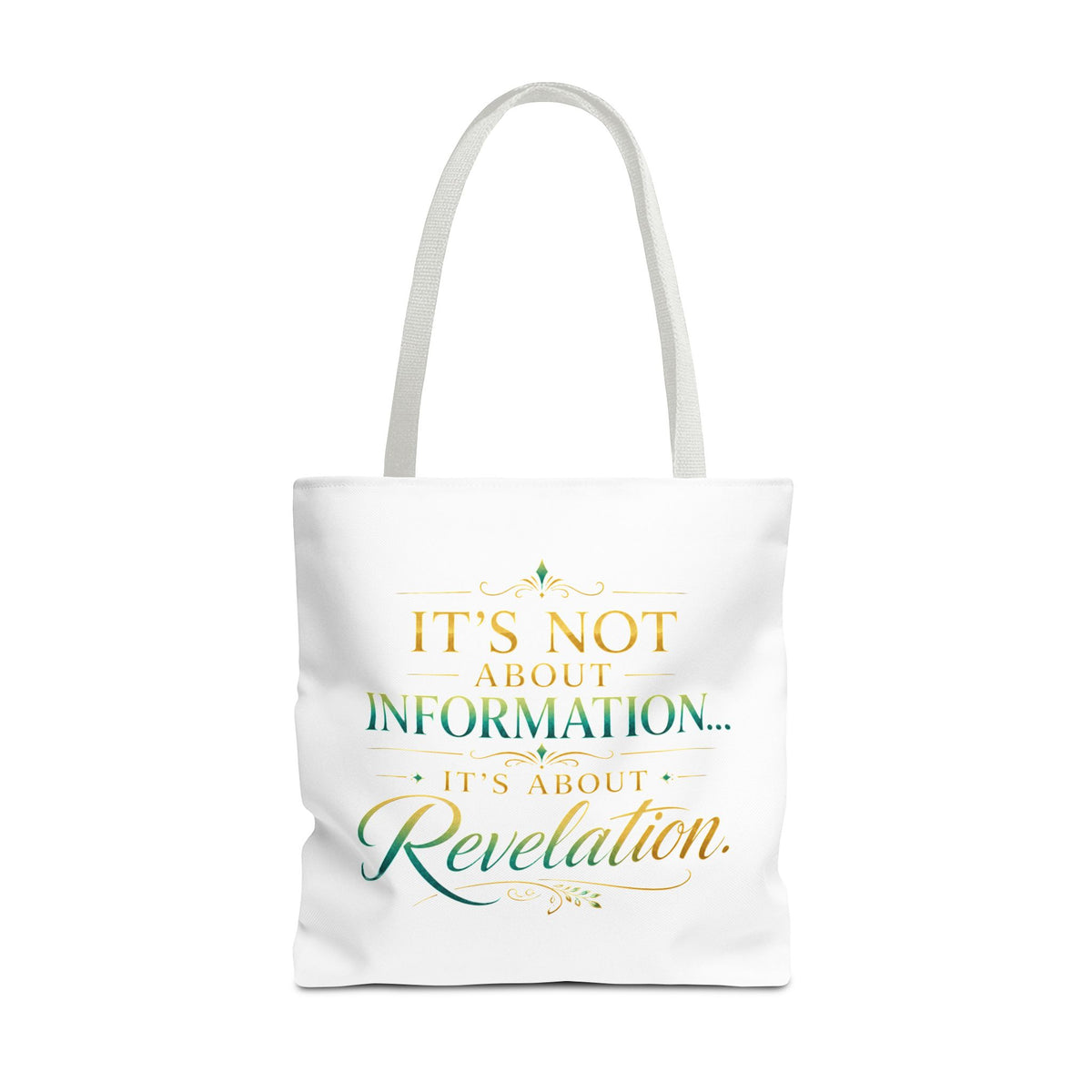 Bible Study Quote Tote Bag — "Studying the Bible is not about information, it's about revelation"