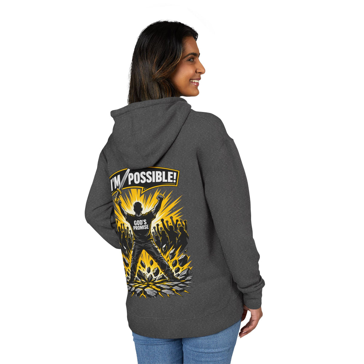 "I'm Possible" Gold-Print Christian Hoodie