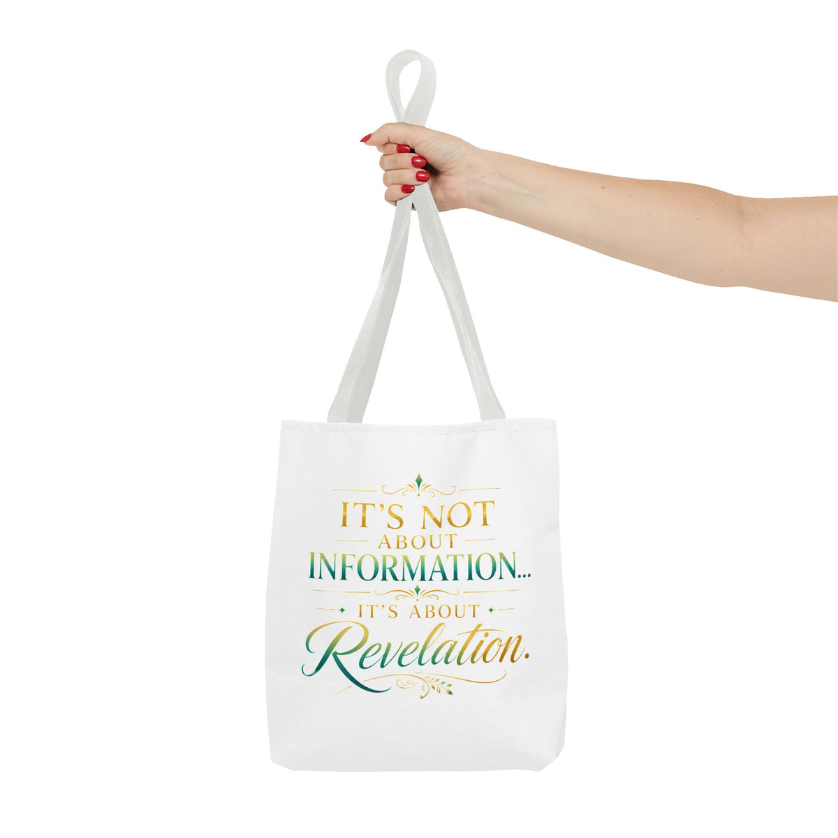 Bible Study Quote Tote Bag — "Studying the Bible is not about information, it's about revelation"