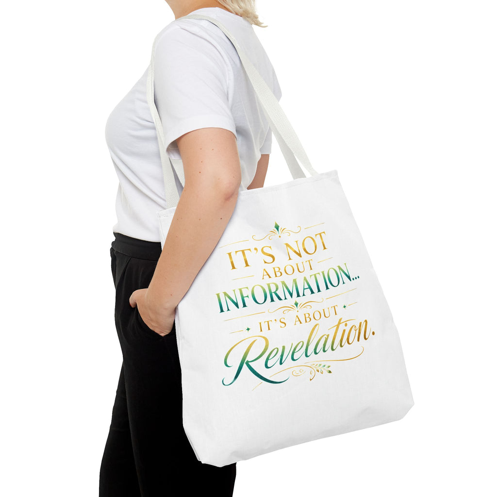 Bible Study Quote Tote Bag — "Studying the Bible is not about information, it's about revelation"