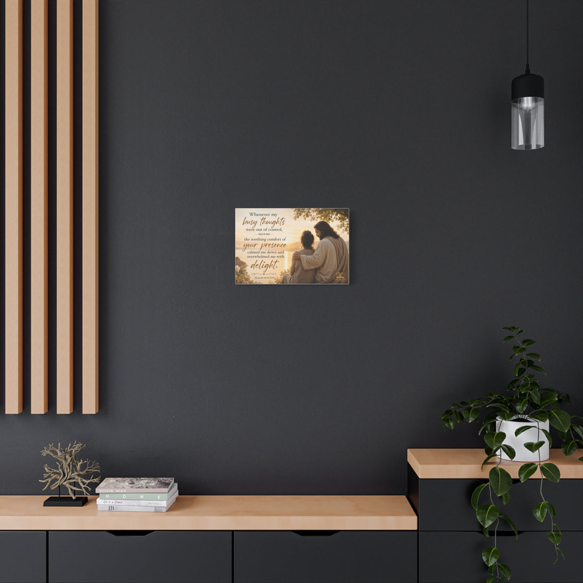 Matte Canvas Wall Art — Bible Verse "Whenever my busy thoughts…" (Stretched 1.25")