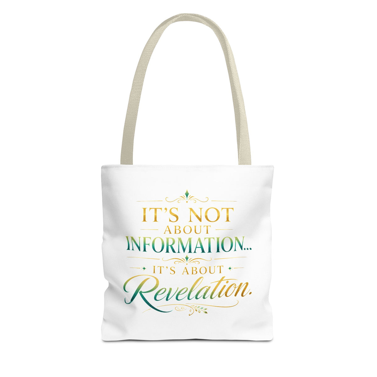 Bible Study Quote Tote Bag — "Studying the Bible is not about information, it's about revelation"