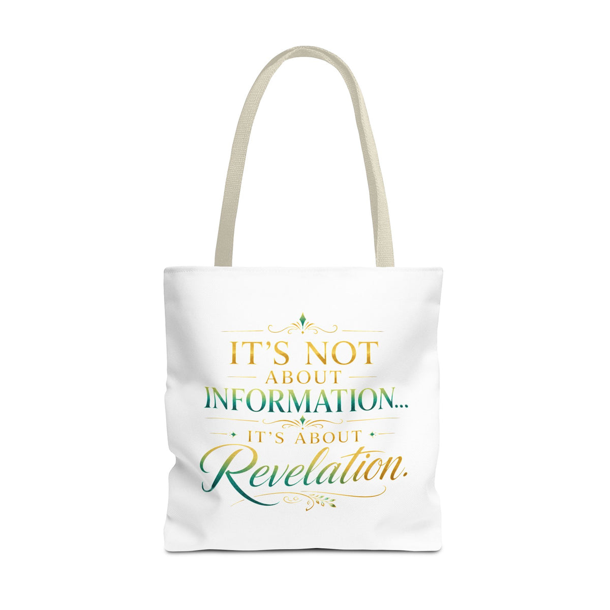 Bible Study Quote Tote Bag — "Studying the Bible is not about information, it's about revelation"