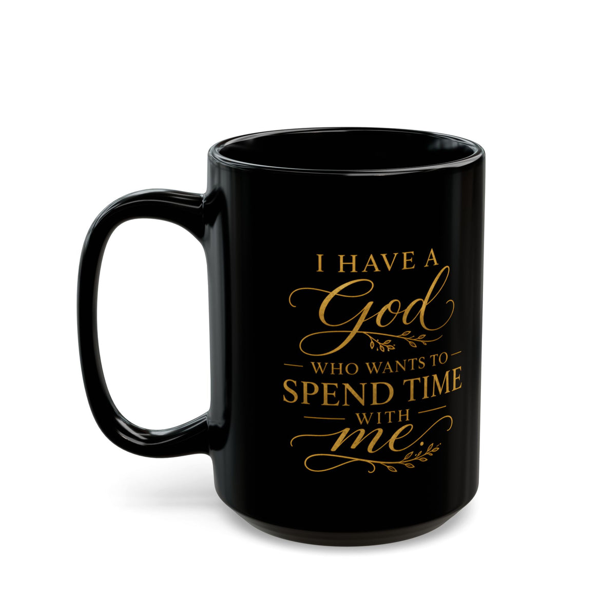 Black Ceramic Mug — "Treasures in the Word" Gold Logo (11oz & 15oz)