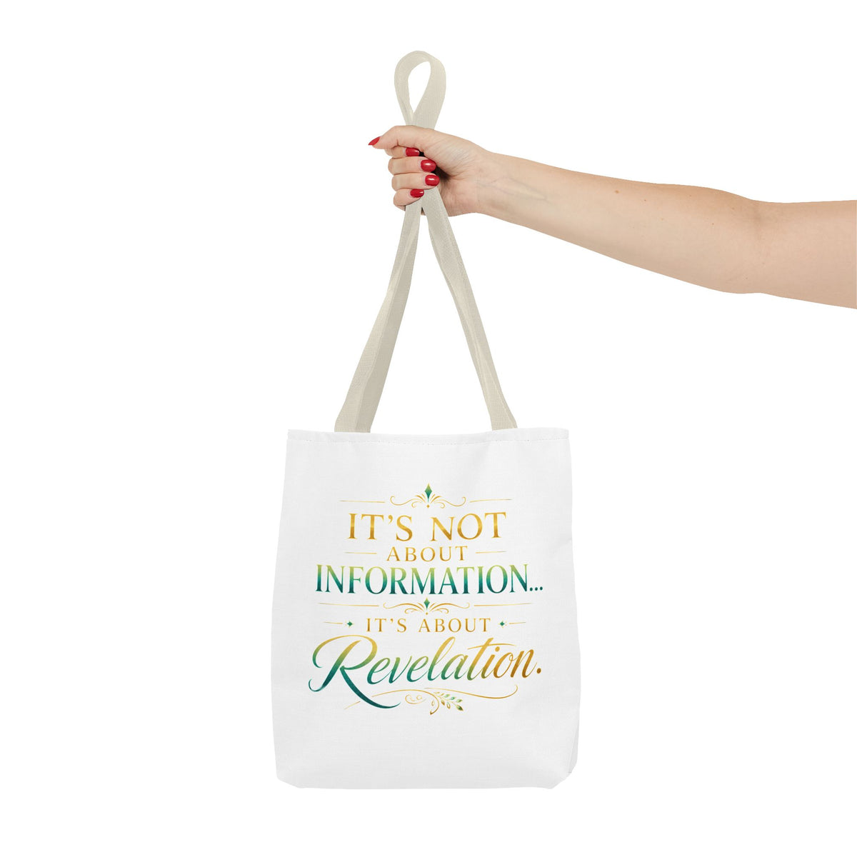 Bible Study Quote Tote Bag — "Studying the Bible is not about information, it's about revelation"