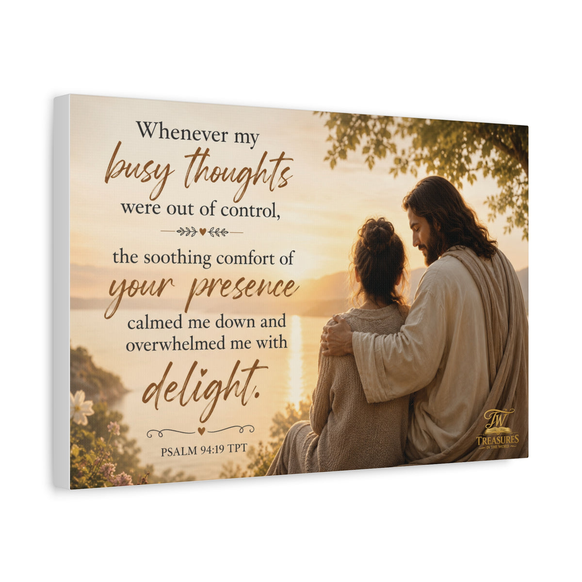 Matte Canvas Wall Art — Bible Verse "Whenever my busy thoughts…" (Stretched 1.25")