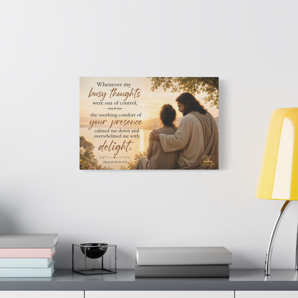 Matte Canvas Wall Art — Bible Verse "Whenever my busy thoughts…" (Stretched 1.25")