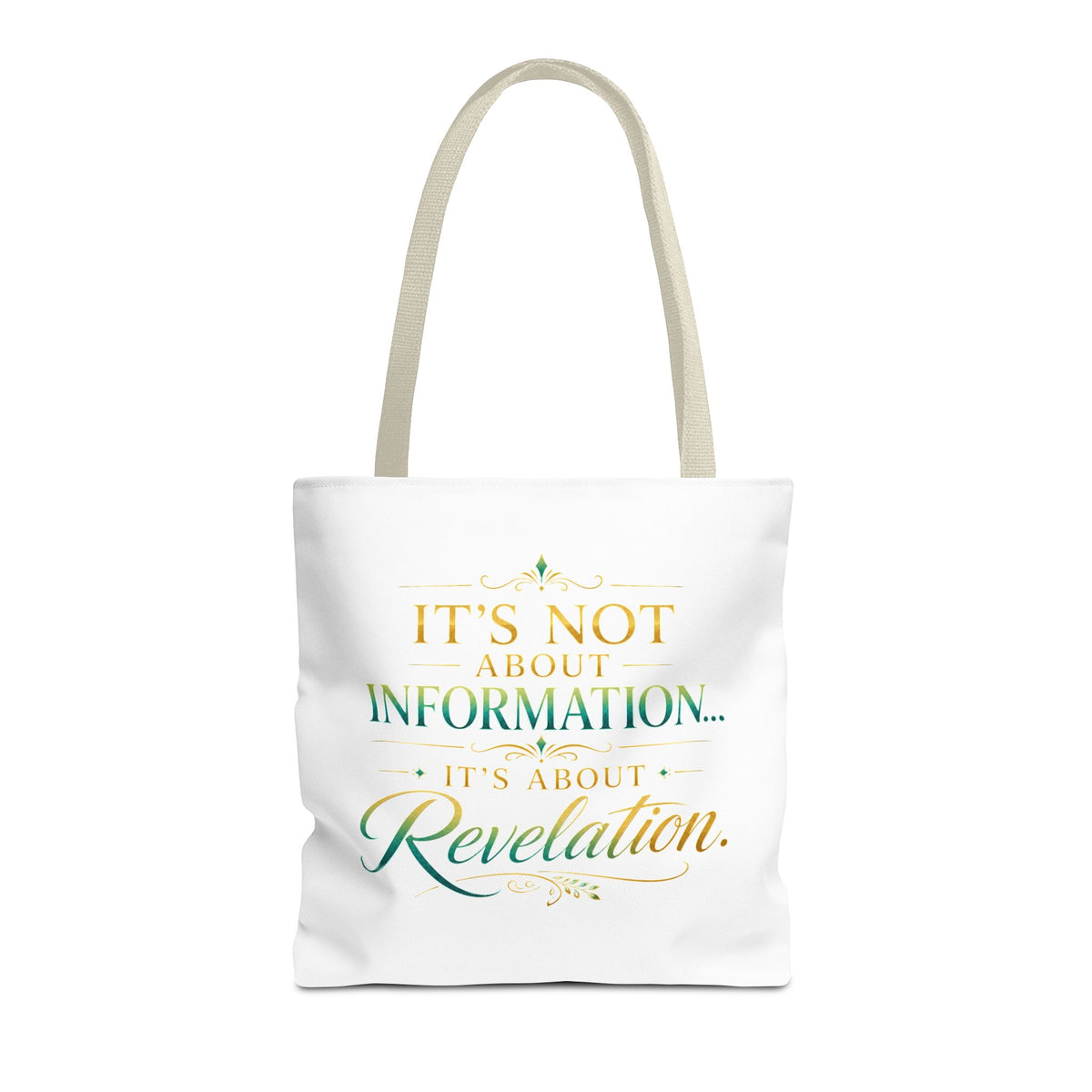 Bible Study Quote Tote Bag — "Studying the Bible is not about information, it's about revelation"