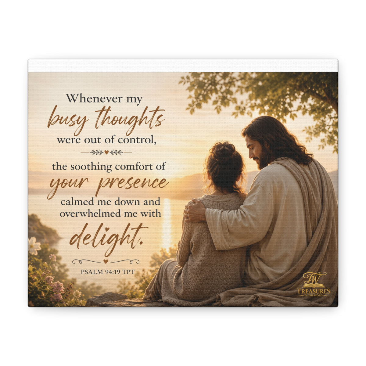 Matte Canvas Wall Art — Bible Verse "Whenever my busy thoughts…" (Stretched 1.25")