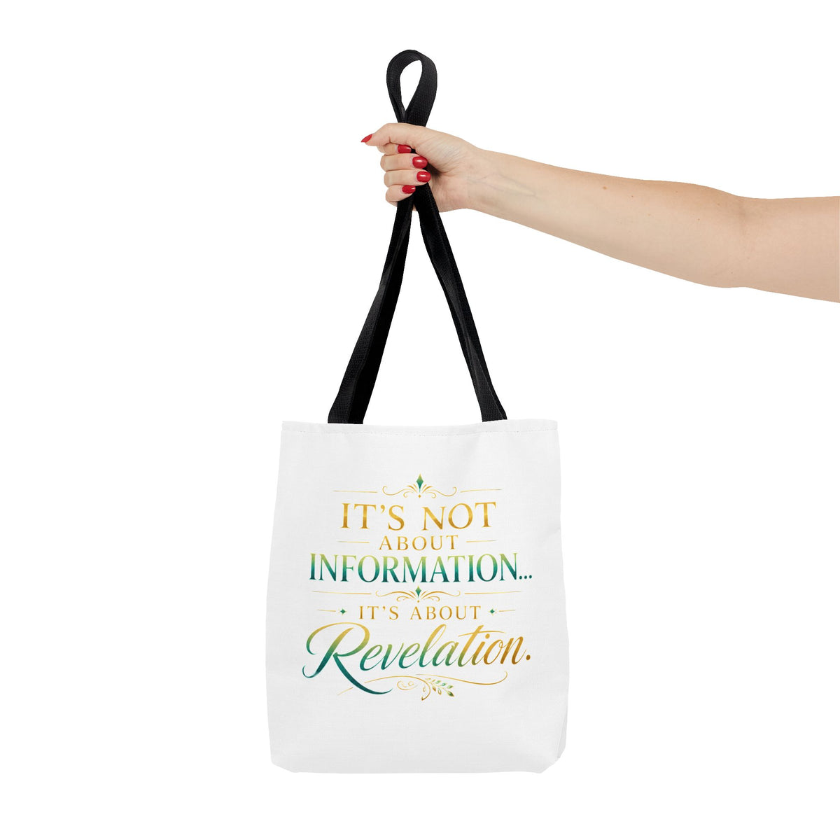 Bible Study Quote Tote Bag — "Studying the Bible is not about information, it's about revelation"